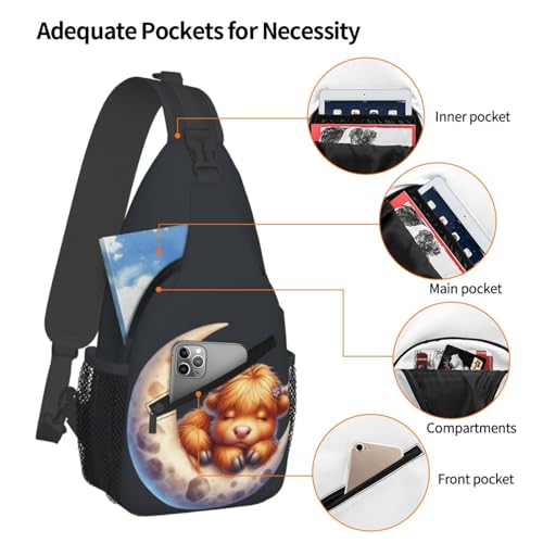 Dreamy Cow on the Moon Cross Chest Bag Large Capacity Bag Travel Hiking Crossbody Bag Daypack for Women Men3
