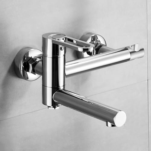 Ensemble de robinet de douche mural avec mitigeur de bain chromé et douchette