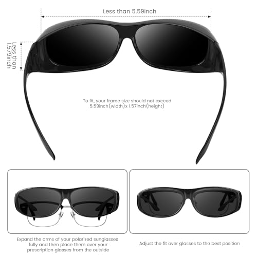 Anti Glare Polarized Fit Over Sunglasses for Men and Women Black Frame2