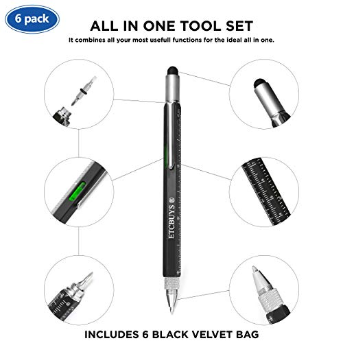 Gift Pocket Screwdriver Multitool Pen, 6 in 1 Aluminum Multi Tool Pen, Multifunction Pen Tool for Handyman, Office, Woodworkers, Carpenters, Unique Mens Gifts For Dads, Grandpas, Husbands- 6 Gift Bags - Thumbnail 6