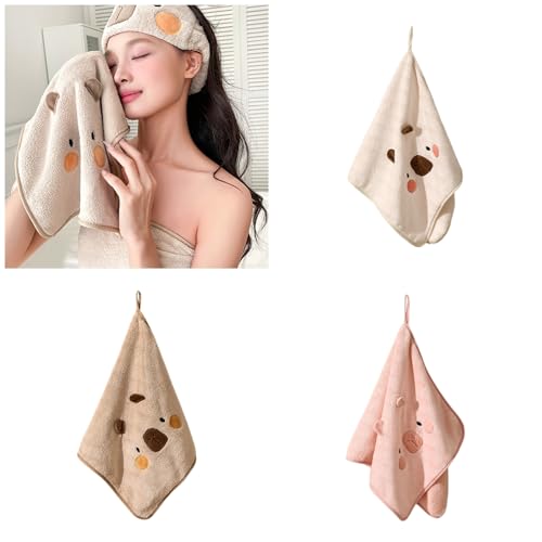 Capybaras Patterned Kids Face Towels Soft Polyester Highly Absorbent Fast Drying For Kitchens And Bathrooms