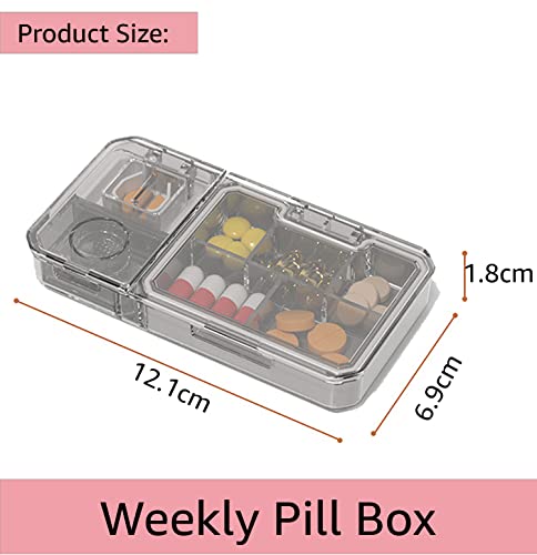 Image of House of Quirk Pill Cutter, Pill Crusher, Pill Splitter, 3 in 1 Multi-Functional Pill Cutter, Portable Travel Small Pill Box Case Holder, Purse Medicine Container for Cutting Vitamins Tablets (Grey)