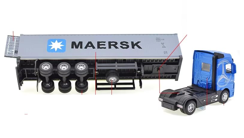 Image of 1 /50 Diecast Truck Toy Car Model Removable Transport Container Lorry Vehicle with Light Pull Back Toy Boys (Blue)