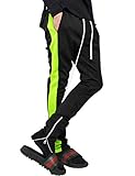 Mens Stripe Track Pants Skinny Fit Stretch Trouser Elastic Jogger 1VWA0006 (2X-Large, p122_Blk/LIM)