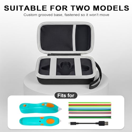 Image of ANKHOH 3D Pen for Kids Case, for 3Doodler Start+ Essentials, Black | Portable hard EVA storage case with custom-fit base, mesh pocket and wrist strap for school and travel; case only