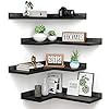 4 tier floating corner shelves black set of 4 rustic pine wooden floating corner wall shelf for wall decor storage l shaped corner shelf wall mount for bedroom living room bathroom kitchen  urban country home decor