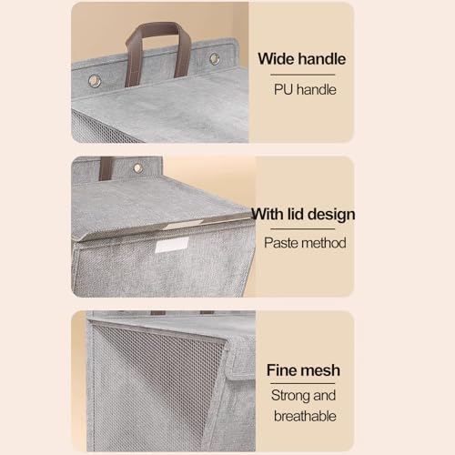 Cesto portabiancheria pieghevole sottile con coperchio, contenitore per vestiti con manico, borsa da appendere alla parete per camera da letto, bagno, dormitorio