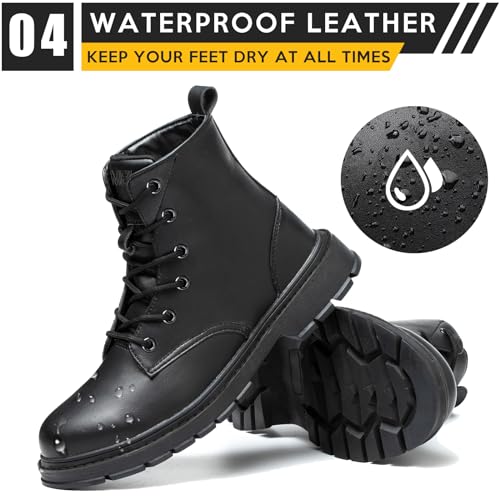 Waterproof Steel Toe Boots for Women Men, 6" Comfortable Composite Toe Work Boots Safety Construction Shoes 5