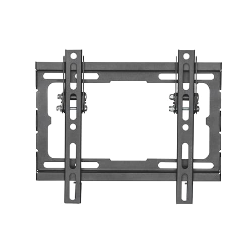 PureMounts TV Wandhalterung, neigbare Universal Halterung für 23-43 Zoll Flach & Curved Ferseher Monitor bis 45kg, Fernsehhalterung max. VESA 200x200 mm, Schwarz