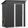 DWVO 5x3ft Metal Outdoor Storage Shed, Waterproof Tool Shed Heavy-Duty Storage Unit with Lockable Door and Vents, Ideal for Bicycles, Tools, Lawnmowers, Backyards, Patios, Lawns - Dark Gray