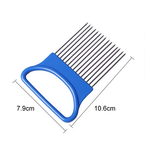 Food Slice Assistant Onion Holder Slicer, kitchen Gadgets kitchen Utensil Holder - Stainless Steel Vegetable Holder Tomato Slicer Meat Slicer, Cutting Kitchen Gadget Onion Peeler (Blue) - Thumbnail 7