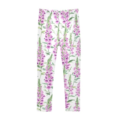 Watercolor Foxglove Girls Leggings Athletic Pants Tights Stretch Bottom