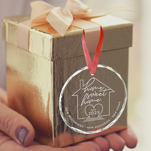 2025 Housewarming Gifts for New Home | Home Sweet Home Glass Ornament - Perfect New Home Gifts for Couples, First Christmas in New House Christmas Tree Ornaments