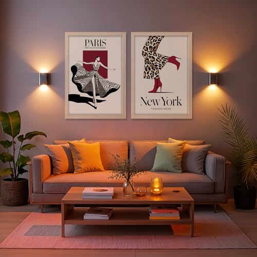 Image of NoWorries Modern art framed Wall paintings for home Decoration Living Room /Bedroom /Dining Room Decorative wall painting for Office hotel,cafe,room decor ''300 GSM Premium Poster Paper Print'' Cafeteria and Lounge - Synthetic Wooden Frames (pattern-illustration) (Set of 2, Framed Painting)(Frame Size-10x13inches) (BROWN)