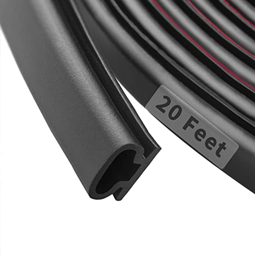 Image of 20 Feet Rubber Weather Stripping Door Seal Strip, Self-Adhesive Backing D-Shape Door Weatherstripping for Door Frame Insulation Large Gap, Easy Cut to Size(Black)