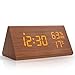 Produktbild NBPOWER Wecker Digital Uhr Holz, Tischuhr Digital mit Sprachsteuerung/Snooze/Datum/Temperatur und Luftfeuchtigkeit, für Nachttisch, Schlafzimmer, Nacht Kinder und Büro- Braun