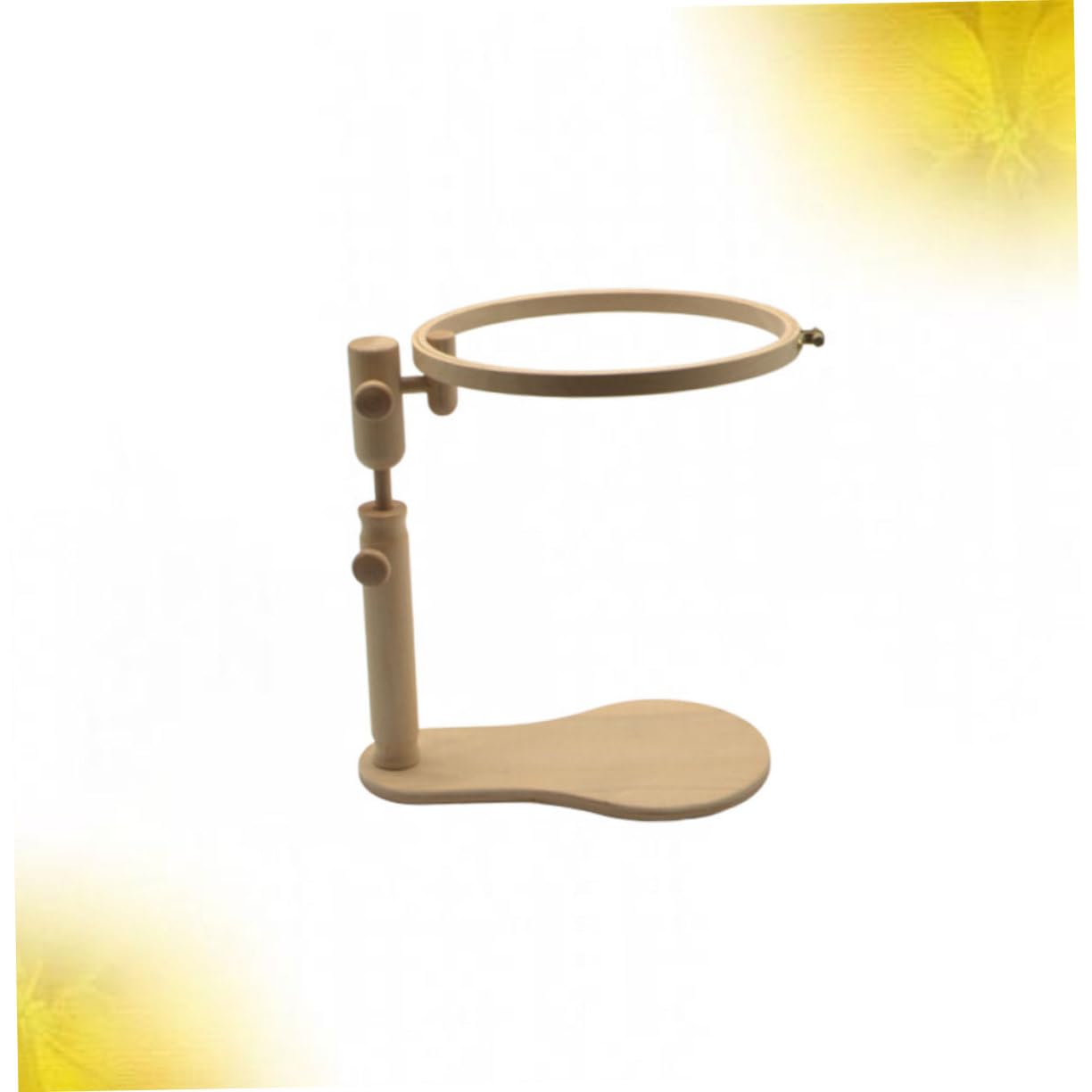 NUOBESTY Bastidor de Bordado de Madera de Haya Ajustable y Giratorio | 1 Juego, 24cm, Soporte, Rotación 360° para Acceso Trasero, Adecuado para Niños y Bordado DIY