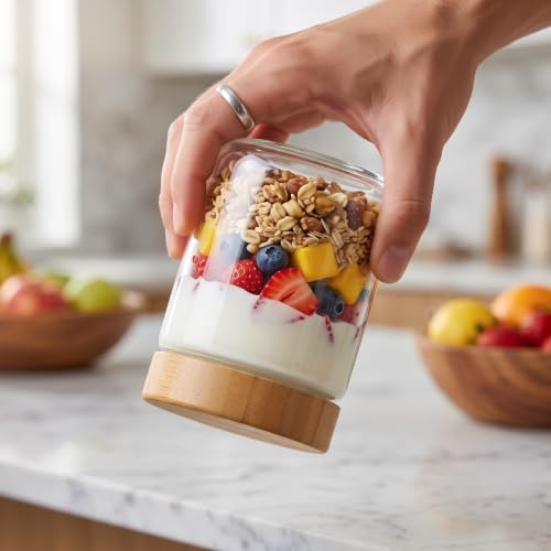 LIMILI Overnight Oats Jar, Glass Overnight Oats Containers with Wooden Lids - Image 3