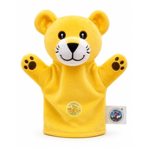 Image of Yellow Lion Hand Puppet for Kids, Soft Plush Animal Puppet, Storytelling Puppet for Preschool, Classroom Learning Toy, Interactive Educational Toy, Role Play Gift for Boys & Girls,