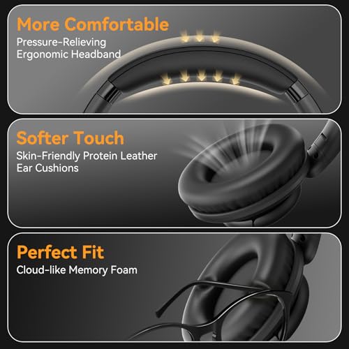 KVIDIO Wired Headphones with Mic,3.5mm Plug Volume Control for School,Black - image 5