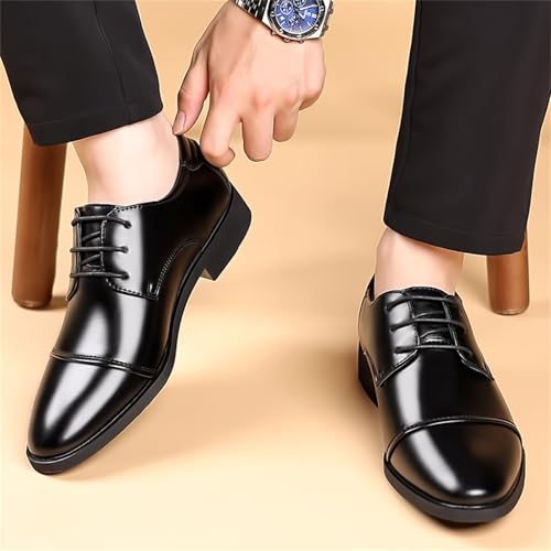 Image of Men's Vintage Cap Toe Dress Shoes Classic Formal Oxford Soft Leather Shoes Business Derby for Men