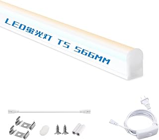 【1-50本セット】LED蛍光灯 20W形 器具一体型 LED蛍光灯 T5 バーライト led ベースライト 60cm 消費電力10W 3600LM 蛍 光灯器具セット 節電 省エネ 1.5ｍ電源コード 16本連結可 180°広配光 低発熱 軽量 長寿命 器具一体型 キッチン/棚下/書斎/店舗/家庭用/ホテル/オフィス/商業施設照明 取付簡単 配線工事不要 PSE認証 (4, 電球色3000K)