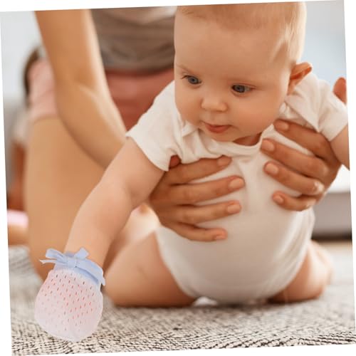 1Pair No Scratch Mittens for Newborns Ice Gloves Breathable Mesh Design Soft Comfort for Safety Unisex Scratch Sleeves Months4