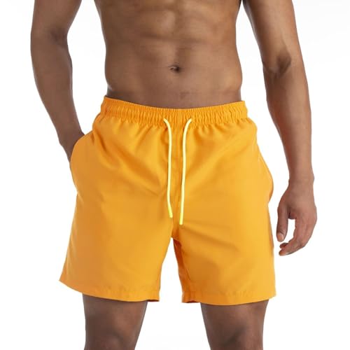 Men's Drawstring Shorts Pocket Swim Trunks Beach Mid Thigh Fashion Comfy Slash Pocket Casual Swimwear