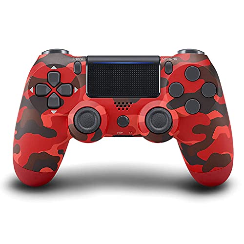 Venturer Magic PS4 wireless controller for PlayStation 4,compatible with PS3 PS4 PC & PS4 PRO, Game controller with Bluetooth touch pad light bar gyro & six-axis motion control (Red Camoflauge)