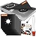 12 Pcs Black Gas Stove Burner Covers + 2 Silicone Brush - Stove Top Liner - Gas Range Protector - Stove Burner Covers - IMPROVED Double Thickness 0.2mm Reusable & Dishwasher Safe