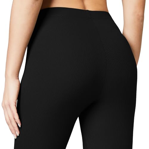 keriffe Women's Flare Yoga Pants Ribbed Seamless High Waisted Workout Bootcut Leggings Tummy Control3