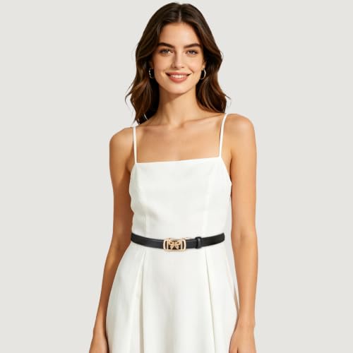 Image of Aurolran Women's Leather Belt with Buckle - Ideal for Dresses, Jeans, and Coats
