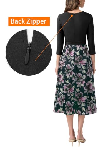 Image of VFSHOW Womens Work Business Casual Church Pockets Belted A-Line Midi Dress