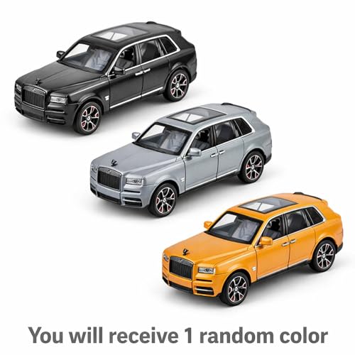 Image of Rolls Royce Cullinan 1:35 Scale Die Cast Metal Car - Pull Back Luxury SUV Model with Openable Doors, Lights & Sound, Collectible Showpiece for Kids 6+ & Car Enthusiasts