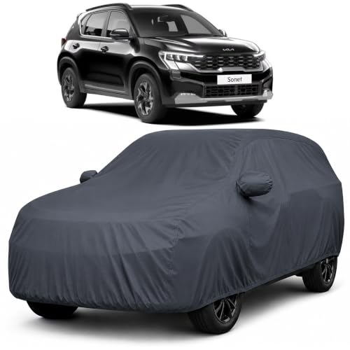 Image of Autofact Premium Car Cover for Kia Sonet | All Weather Waterproof Full Body Car Cover | Light-Weight Triple-Stitched Outdoor Shield with UV Protection, Dustproof & Heat-Resistant