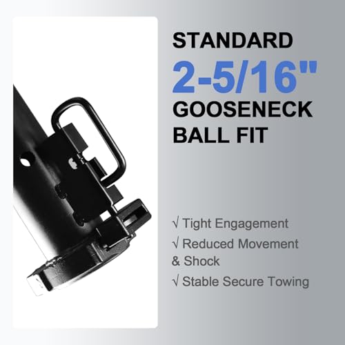 30,000 lbs Heavy Duty Round Tube Gooseneck Coupler, 2-5/16\" Ball Size Adjustable Trailer Hitch, Retracted 30\" to Extended 38\" for Horse Trailers, Livestock & Flatbed Hauling, Black