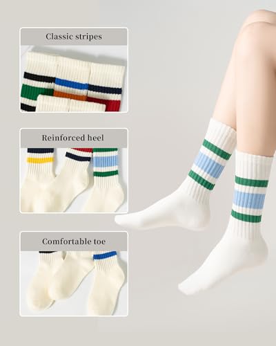 Crew Striped Socks for Women Retro Casual Tube Cotton Fun Novelty Calf Socks for Women & man4