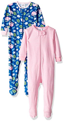 Gerber Baby Girls 2-Pack Footed Pajamas, Sloths, 9 Months
