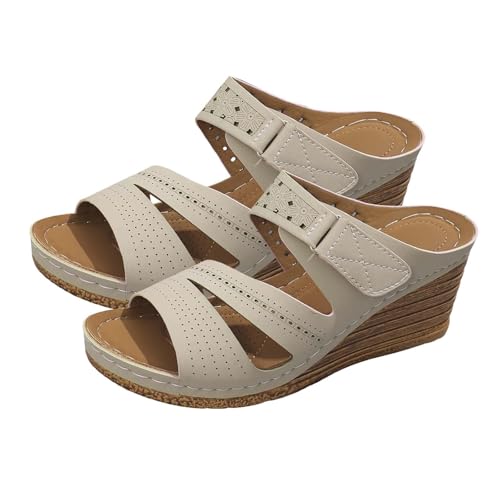 Summer Wedge Sandals for Women 2025 Trend Comfortable Open Toe Platform Wedges Sandal Crisscross Straps Slip on With Straps Hollow Out Casual Shoes Orthopedic Ortho Supportive Walking Slippers