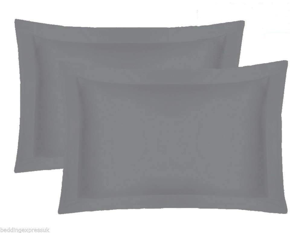 Excellent Quality Plain Grey 400TC 100% Egyptian Cotton PAIR Oxford Pillowcase - 50cm x 75cm (20" x 30")