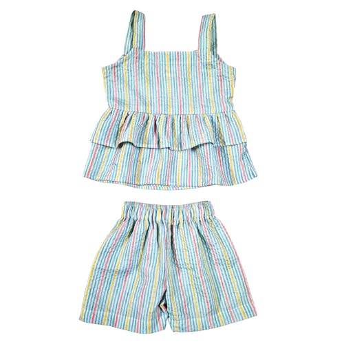 Image of Multi Stripes Peplum Cord Set for Girls