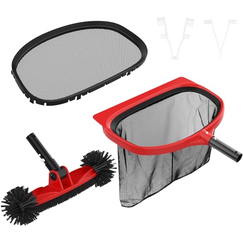 S-Union Upgraded Kit de Nettoyage de Piscine, Epuisette de Surface Piscine,43cm Brosse de Piscine, Filet à Mailles Fines Épuisette Piscine Fond pour Piscine Etang Spas Parc Aquatique(Pôle Non Inclus)