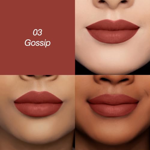 Image of Colors Queen Lippie Creamy Matte Lipstick | Single Swipe Application, Long Lasting & Highly Pigmented | Lightweight Lipstick for Women Infused with Jojoba Oil and Vitamin E (03 - Gossip, 5g)