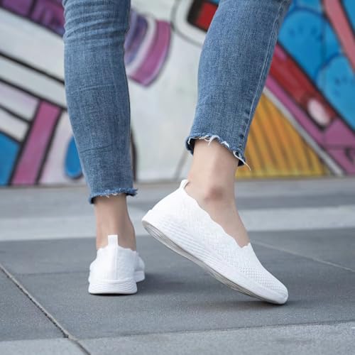 poemlady Women's Slip on Loafer Shoes - Mesh Casual Ballet Flat Nurse Walking Sneakers Knit Round Toe Casual Memory Foam Shoes3