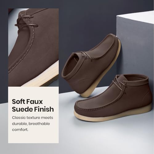 Image of Amali Casual Chukka Boots for Men, High-Top, Lace Up Suede Men's Shoes, Desert Boots with Crepe Rubber Sole