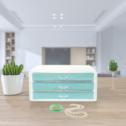 Boîte à Bijoux en Acrylique Bleu à 3 Couches, Cadeau Idéal pour Ranger Colliers et Bagues