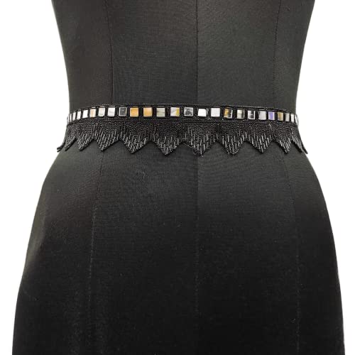 Women's Fabric Kamarband Saree belt waist hip Waist for saree Girl gaun women Lehnga choli Tredisnal Hand Work bally chain cloth Belt (34 piramind kas black)2