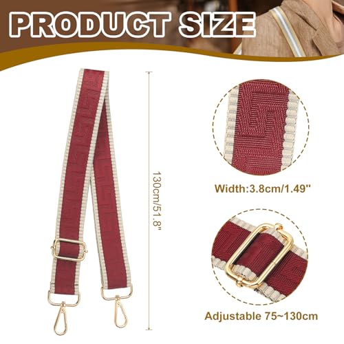 Image of PATIKIL Purse Strap, Adjustable Crossbody Bag Straps Wide Shoulder Strap Universal Replacement Shoulder Bag Belt for Women's Handbags Canvas Satchels Bag Backpack, Dark Red