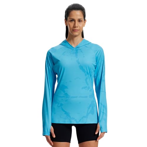 LOOGU Women's UPF 50+ Sun Protection Hoodies Shirts Regular Fit Long Sleeve Lightweight Quick Dry UV Fishing Hking Outdoor SPRETTA Light Blue 2X Big - image 7