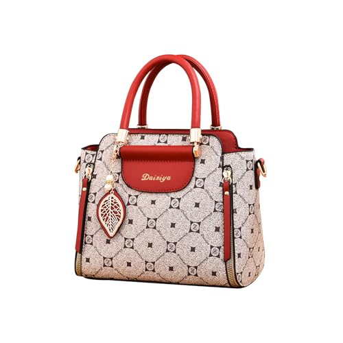 CORIOS Bolsa feminina elegante de couro PU bolsa tiracolo feminina bolsa mensageiro moderna bolsa de alça superior, cáqui e vinho tinto, Large